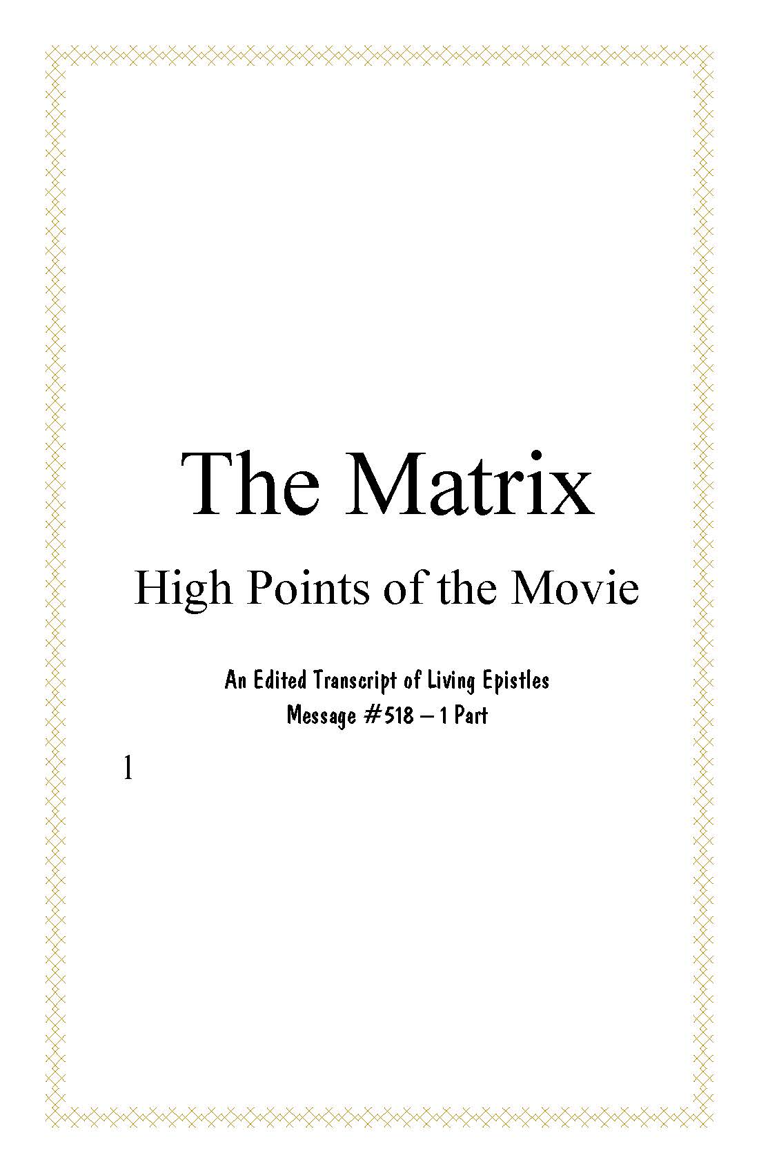 Matrix High Points of the Movie.BOOK.518.L.cover
